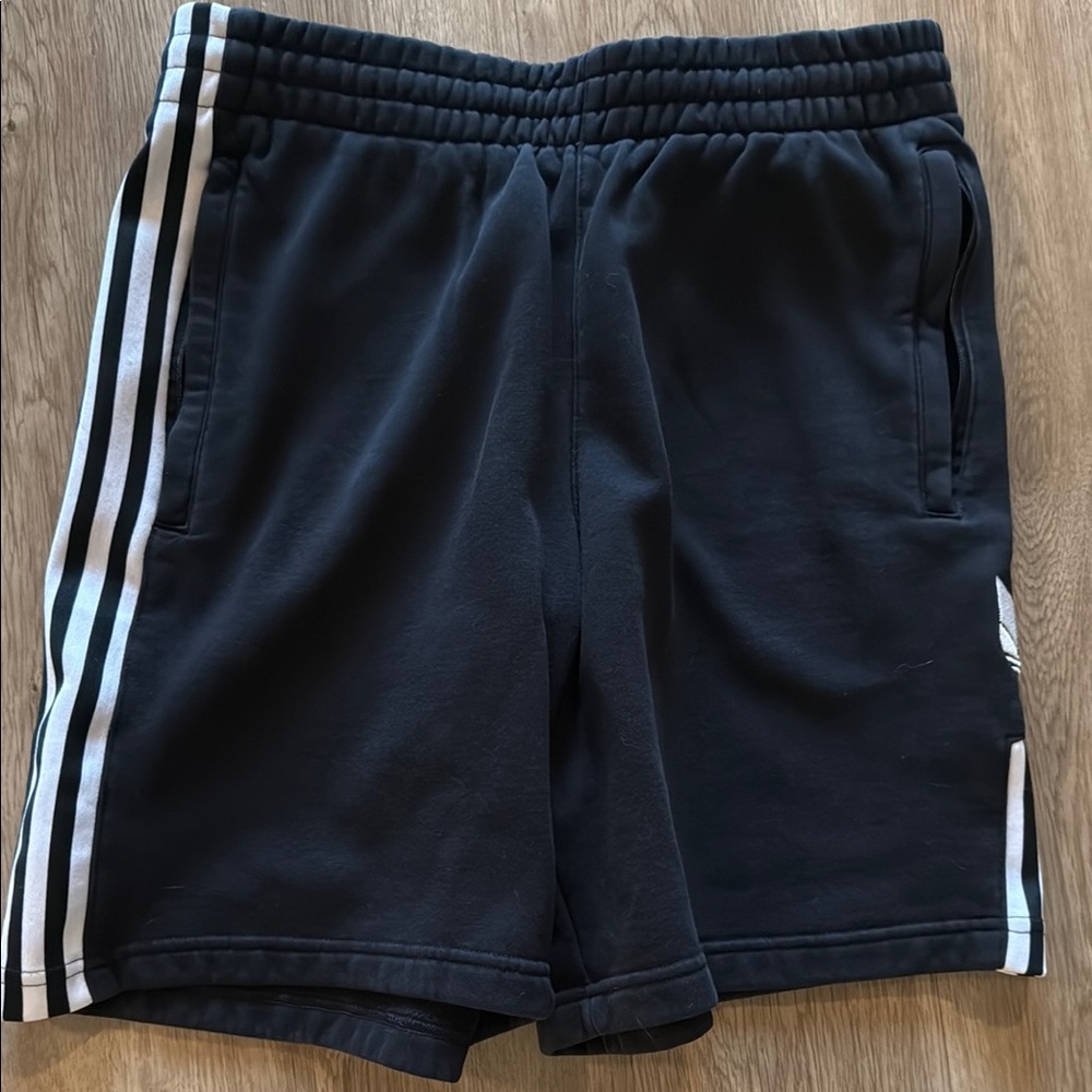 adidas Black Athletic Shorts with White Stripes